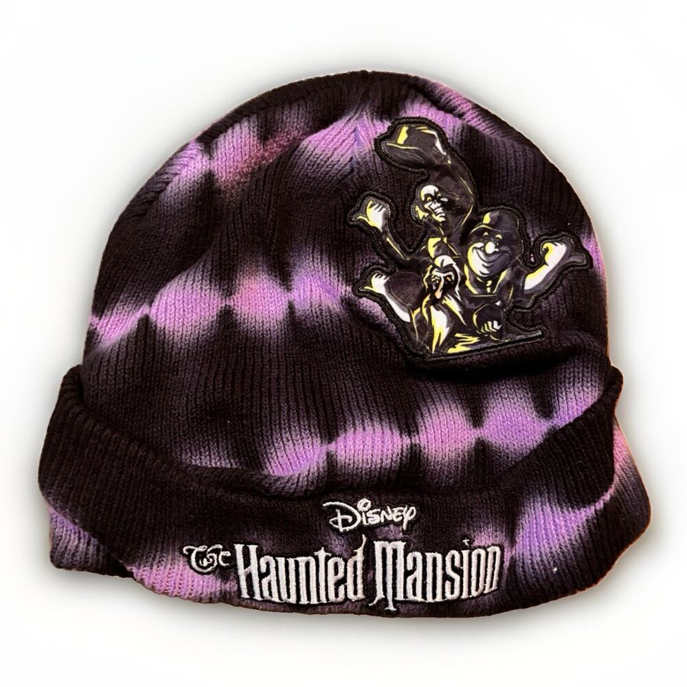 Disney Haunted Mansion Beanie Hat Purple Black Ghosts Knit Cap One Size Parks